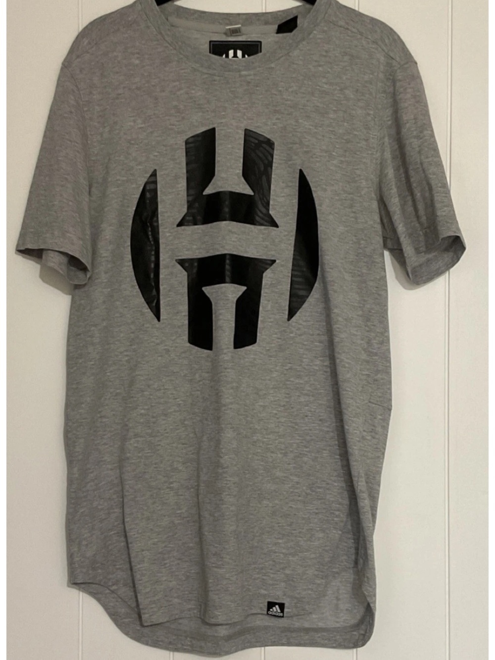 adidas James Harden Men's Gray Short-Sleeve Tee with Black Graphic